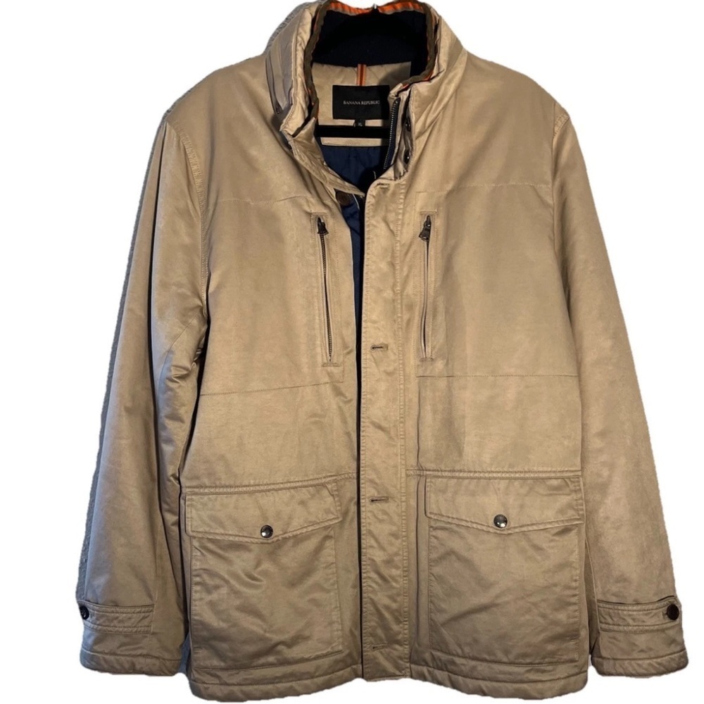 Banana Republic Men's Tan Military Field Barn Coat Jacket Cotton Size XL - Picture 2 of 10